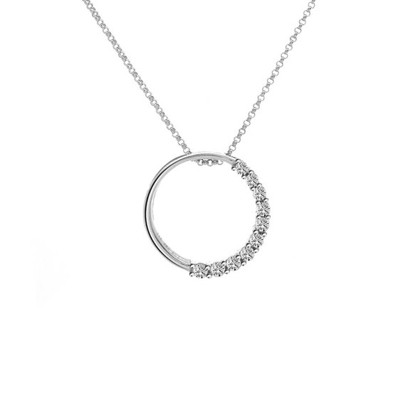 0.50 Carat Diamond Circle Pendant With Chain - Picture 1 of 3
